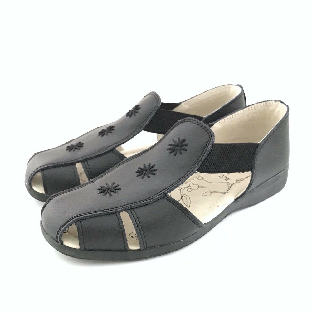 Spring Step 37W US 6.5-7 Staten Sandals Embroidered Wedge Sunburst Flower Shoes